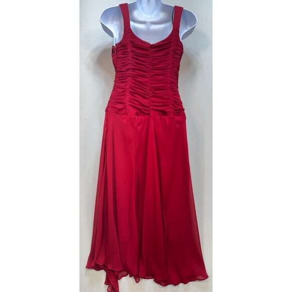 Sangria Women's Babydol Y2K Pencil Dress Stretch Size 6 Red Sleeveless Pleated - Picture 2 of 13